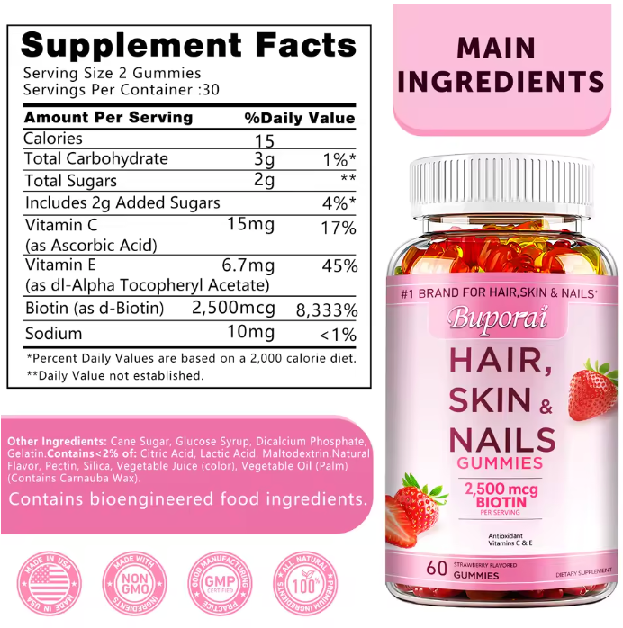 GlowVita™ Hair, Skin & Nails Gummies